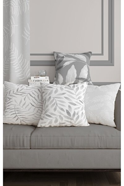 ALAMODECOR Сірий колір Декоративний у формі листка Двосторонній цифровий принт 4-х частинний чохол для подушки