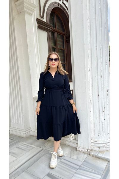 Flow Black Shirt Dress - Belted Waist Design