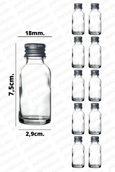 parlakcam 20ml Gümüş Kapaklı Cam Şişe Nişan ve Düğün Süslemesi İçin Uygun Kol...
