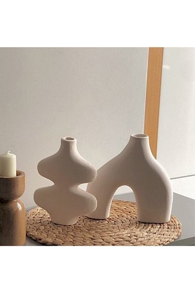 thiramis homeconcept Butterfly Vase - White Bipod Decor, Set of 2