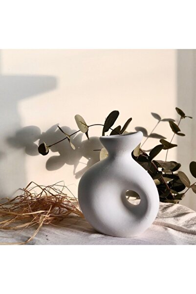 thiramis homeconcept Hole Vazo Beyaz 16x12 Cm