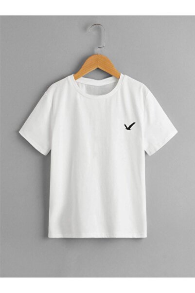 Pelna Bílé tričko - dětský trendy model, minimální potisk ptáčků, bavlna