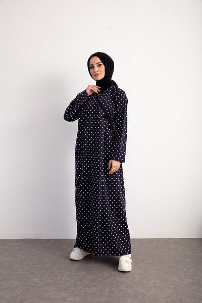 Kutay Collection Εποχιακό φόρεμα προσευχής με πουά σχέδιο - Δέσιμο στο πλάι