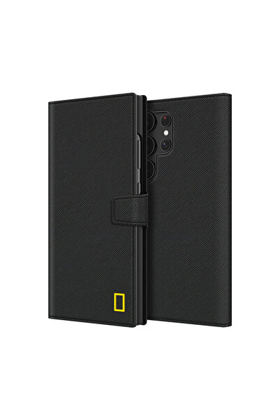 NATIONAL GEOGRAPHIC Business Wallet Cover for Samsung Galaxy S24 Ultra with Card Slots - Black