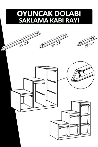 Dopar Oyuncak Dolabı Saklama Kabı Rayı Orta Boy 29 CM