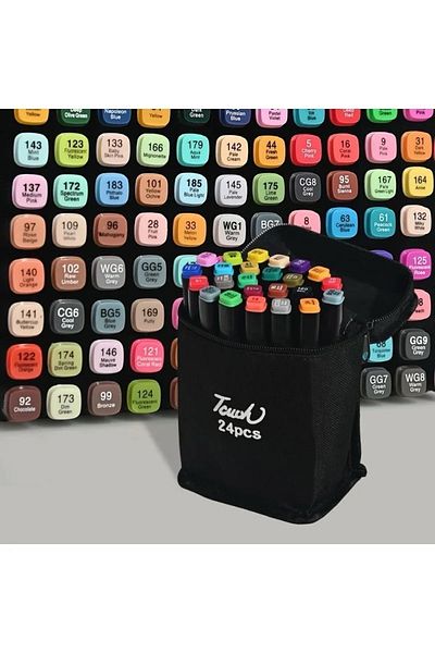 BEYZANA 24 Pieces Double Sided Professional Marker Paint Pen Set
