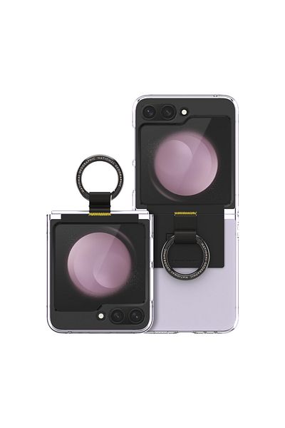 NATIONAL GEOGRAPHIC Crystal Slim Fit Case V2 Galaxy Z Flip5 with Black Ring Strap - Transparent