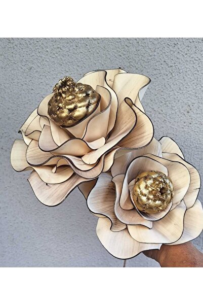 kutmen Latex Handmade Vase and Bundle Artificial Flower Cream Color