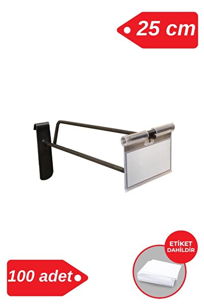 Manken İstanbul 25 Cm - 100 Adet Siyah Etiketli Tel Pano Kancası Raf Askısı
