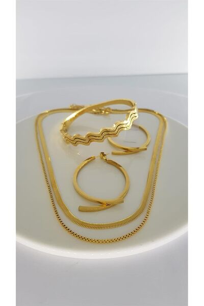 SONES Dalga Kararma Solma Yapmayan Çelik Takı Seti| Sns500395