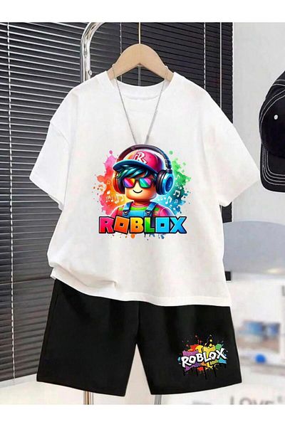 Massgai Roblox Game Printed Kids T-Shirt and Shorts Set - 100% Cotton