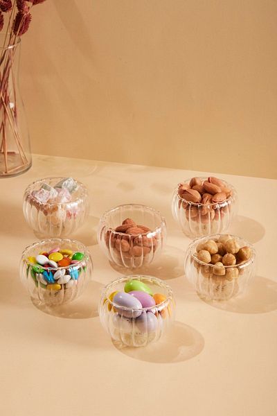 Perotti 6-Piece Optical-Striped-Filated Mini Sauce Bowl Dragee Turkish Delight Bowl Set