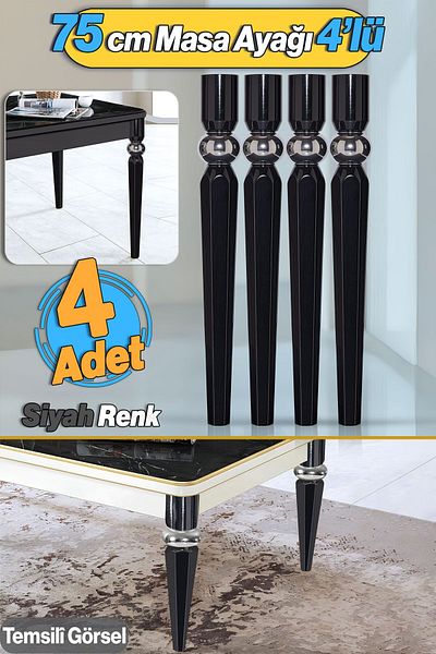 Badem10 4 Buc Elipse Masă Dresuar Picior 75 Cm Plastic Negru Cromat Picior Bucătărie Masa Sufragerie Mobilier Picioare