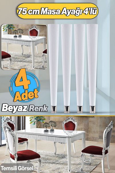 Badem10 4 Buc Costume Masă Dresuar Picior 75 Cm Plastic Alb Picior Bucătărie Masa Sufragerie Mobilier Picioare Alb