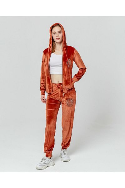 İkmal Stoned Velvet Tracksuit Set - Elastic Legs