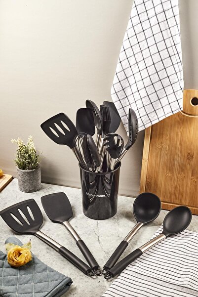 kitchenmate Jose Black 14 Piece Stainless Steel Silicone Kitchen Set