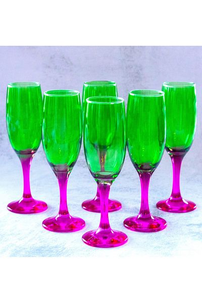 sudeka 190cc Colored Coffee Glass Set - 6 Pieces