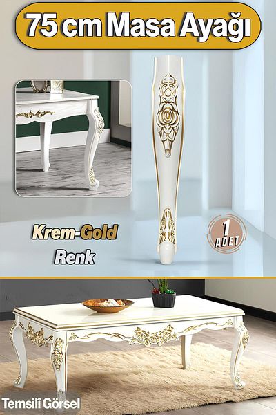 Badem10 Rosa Masă Dresuar Picior 75 Cm Plastic Crem Aur Aur Picior Bucătărie Masă Sufragerie Mobilier Picioare