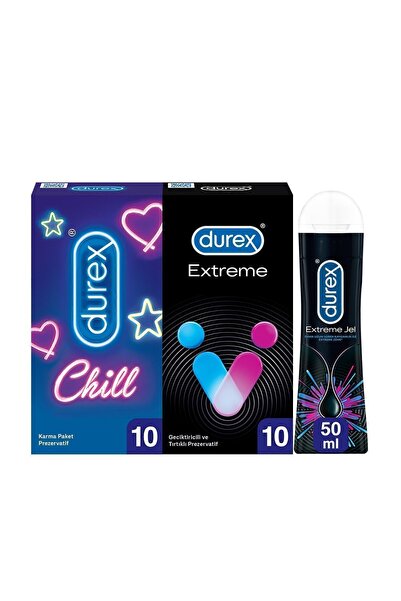 Durex Chill Karma Prezervatif 10'lu + Extreme Prezervatif 10'lu + Extreme Jel...