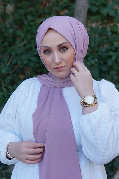SAYRA Lilac Imported Sandy Fabric - Ready Shawl Shawl with Snap Fasteners Syr006