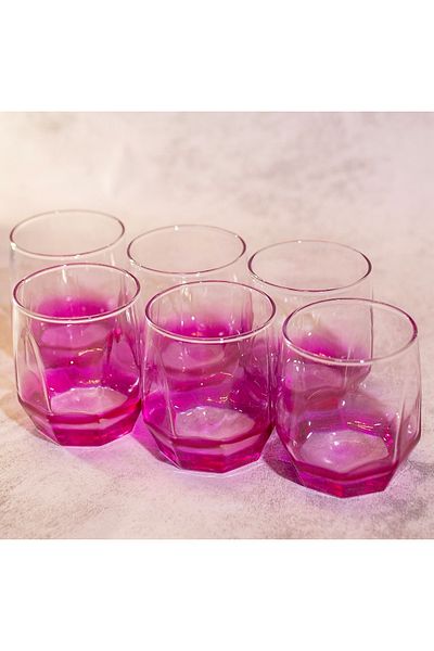 sudeka 18 Pieces Colored Glass Cup Soft Drink Set for 6 People