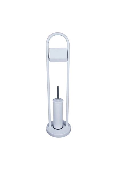 Maxiflow Standing WC Toilet Paper Holder Brush Holder Set White