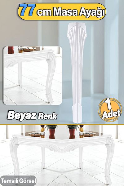 Badem10 Coloana Masa Dresuar Picior 77 Cm Picior Plastic Alb Bucatarie Masa Sufragerie Mobila Picioare Alb