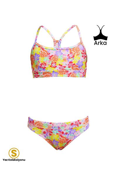 FUNKİTA Summer Garden Bikini Set for Girls - Top and Bottom Set