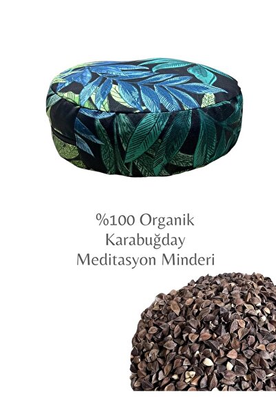 QUEENVİP Подушка для медитації Zafu - 100% качиний пух, наповнена чорним гречаним зерном