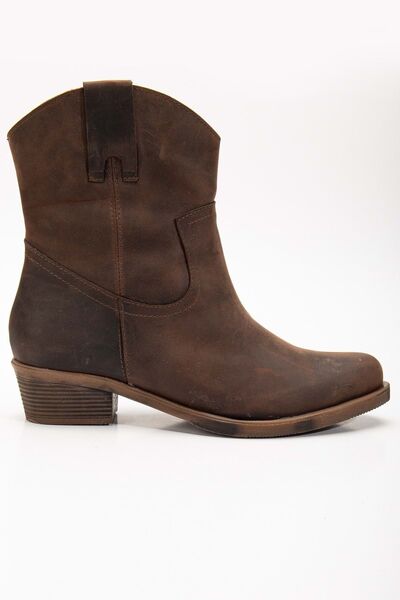 ANALİN SHOES Crazy Deri Kadın Kovboy Bot - Kahve