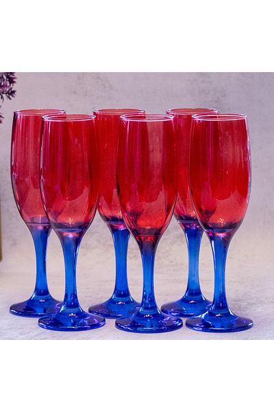 sudeka 190cc Colorful Coffee Cup and Goblet Set - 6 Pieces