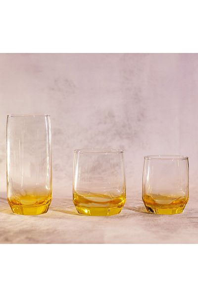 sudeka 18 Pieces Colored Glass Cup and Soft Drink Set for 6 People