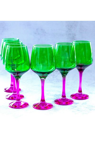 sudeka 295cc Colorful 6 Piece Goblet Cup Set