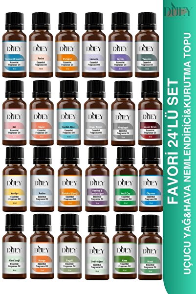 DUEY 24 Lü Uçucu Yağ Buhurdanlık Yağı Difüzör Esansı Oda Kokusu Esansı Hava N...