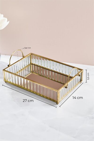Perotti Gio Cam Aynalı Sunumluk Tepsi-27cmx14cmx5,5cmx3cm Çap