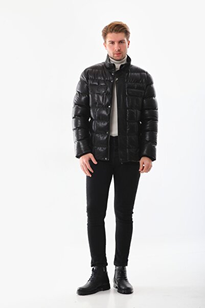 Metins Leather Erkek Şişme Deri Kaban