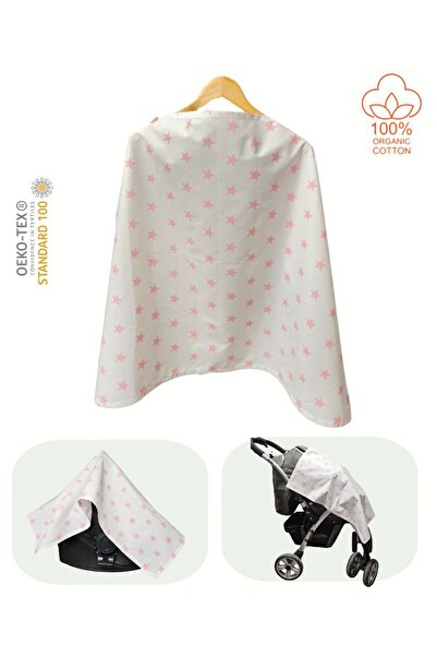 BeybiNest Κάλυμμα θηλασμού 100x80 εκ. Ρυθμιζόμενο μέγεθος Pink Star Underwire - Οργανικό βαμβάκι