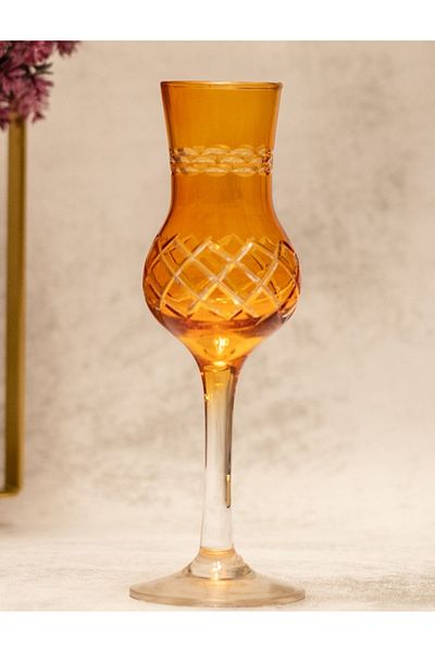 sudeka 6 Pieces Colorful Crystal Cut - Coffee Side Glass Set