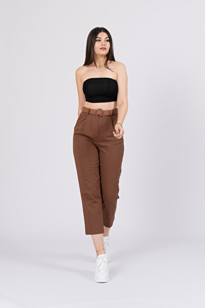 MissVina Παντελόνι από ύφασμα Gabardine με ζώνη, τζιν με μολύβι