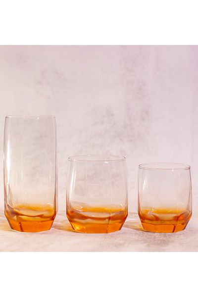 sudeka 18 Pieces Colored Glass Cup Soft Drink Set for 6 People