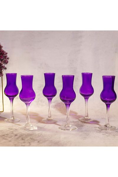 sudeka 6-Piece Colorful Glass Set for Coffee Service
