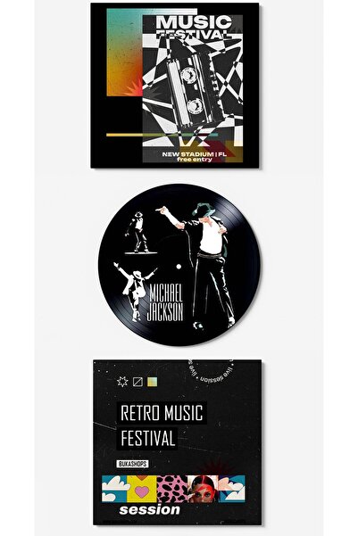 Buka Shops Michael Jackson Siyah Beyaz Plak Duvar Dekoru