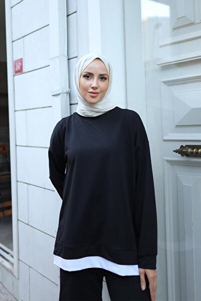 BURCU TESETTÜR Fusta Damă Garnished Sweat BRC1702 Negru