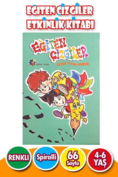 Harika Çocuk Yayınları 4 - 6 Yaş Eğiten Çizgiler Etkinlik Kitabı - 66 Sayfa