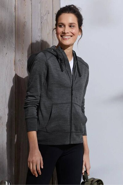 Tchibo Women Full Zip Hooded Long Sleeves Textured Sweatshirt, Charcoal