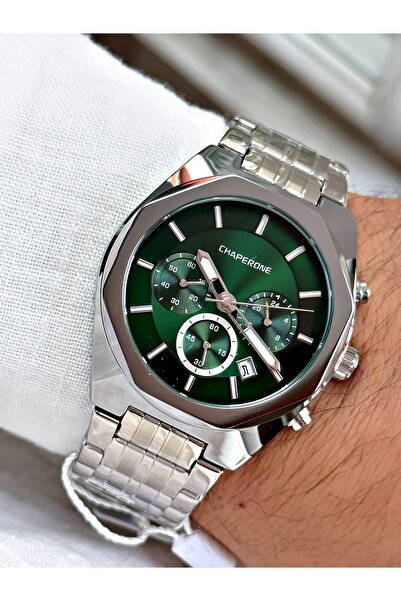 Chaperone Gümüş Renk Fonksiyonlar Aktif Çelik Kordon Erkek Kol Saati + BİLEKL...