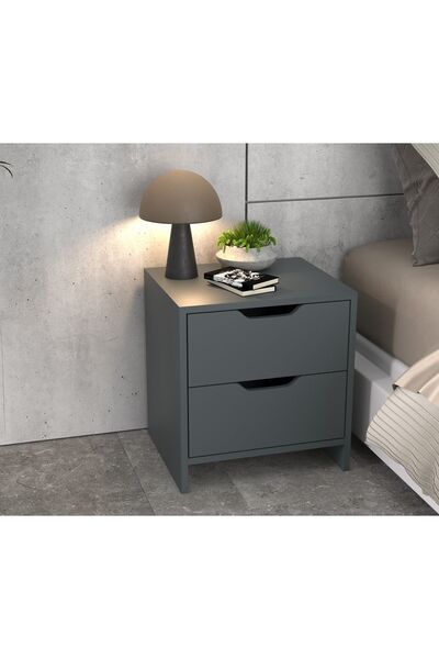 Ankara Mobilya Efes 2 Çekmeceli Antrasit Komodin
