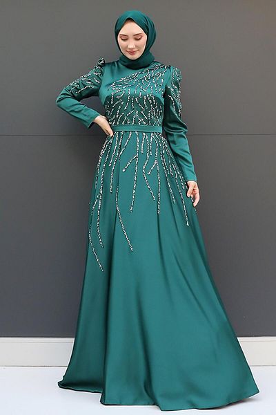 GİZ AGİYİM Βραδινό φόρεμα Emerald Suay Hijab