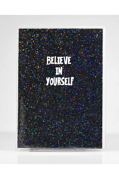 4nio Believe Black Glitter Notebook