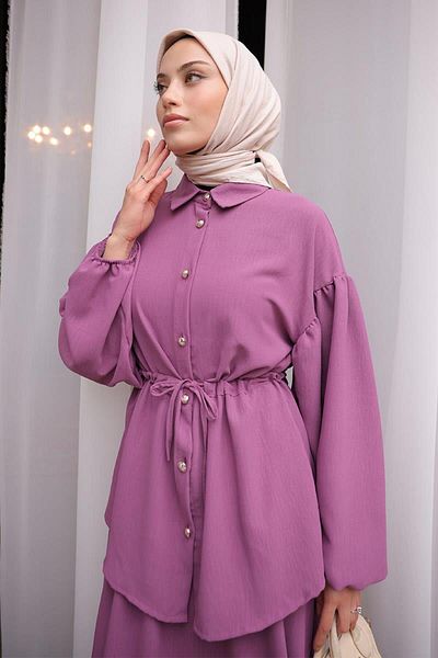 BURCU TESETTÜR Skirted Hijab Ayrobin Suit BRC2409 Lilac